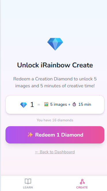 Redeem Creation Diamonds to unlock AI art generation and creative time
